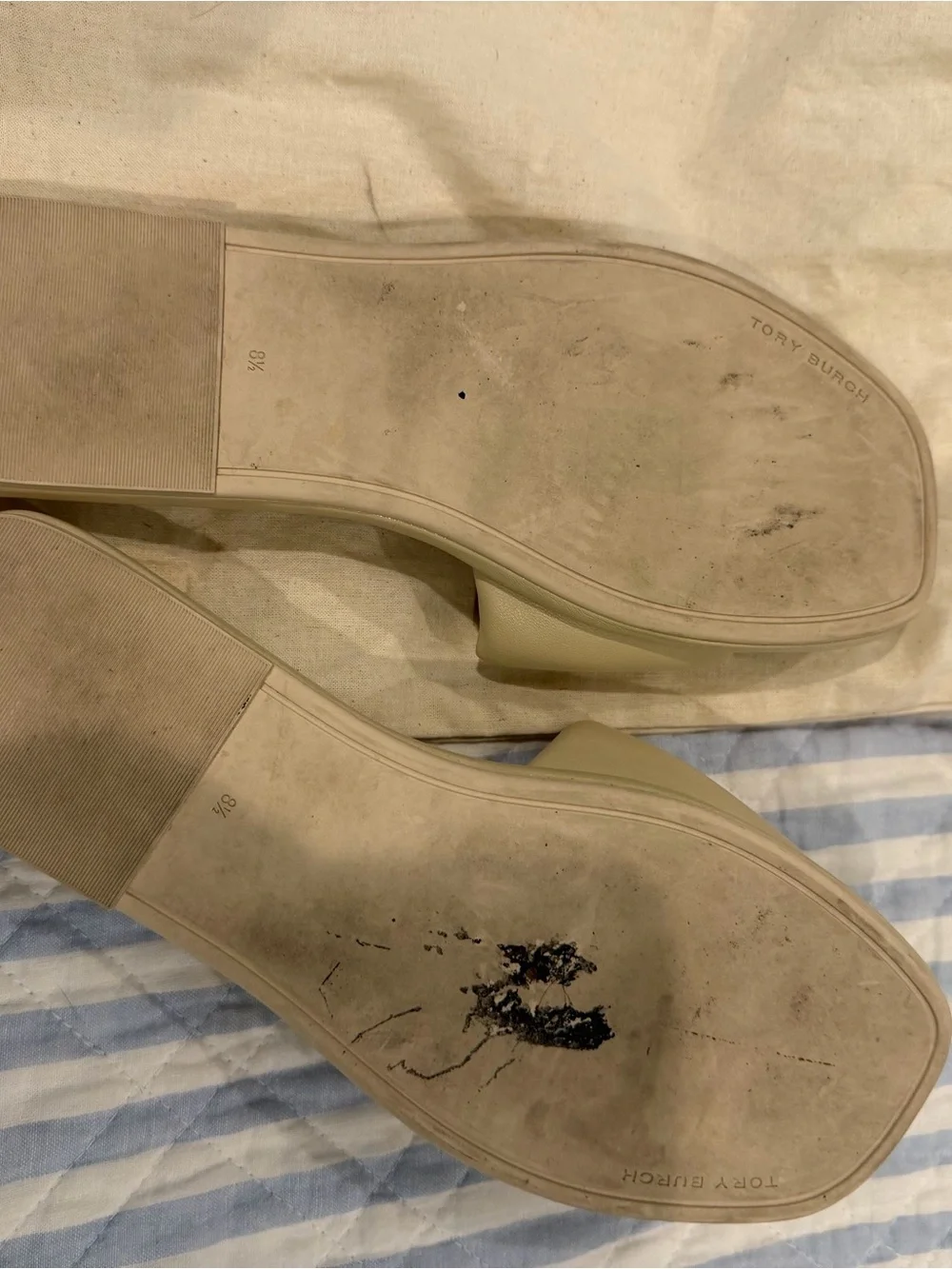 Tory Burch Neutral Beige Logo Slide Sandals